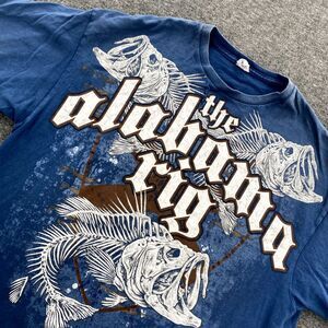 Vintage The Alabama‎ Rig T Shirt 2XL Y2K Skull Graphic Tee Angel Wings Fishing